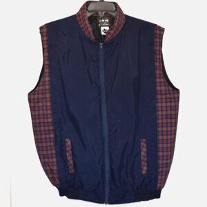 CERES Golf Wear Blue Tartan Full Zip Quilted Lining Lightweight Vest Size L